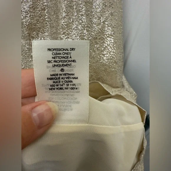 Women’s Alice + Olivia Gold Silk Blend Sleeveless Mini Dress S Party Holiday - Picture 6 of 9